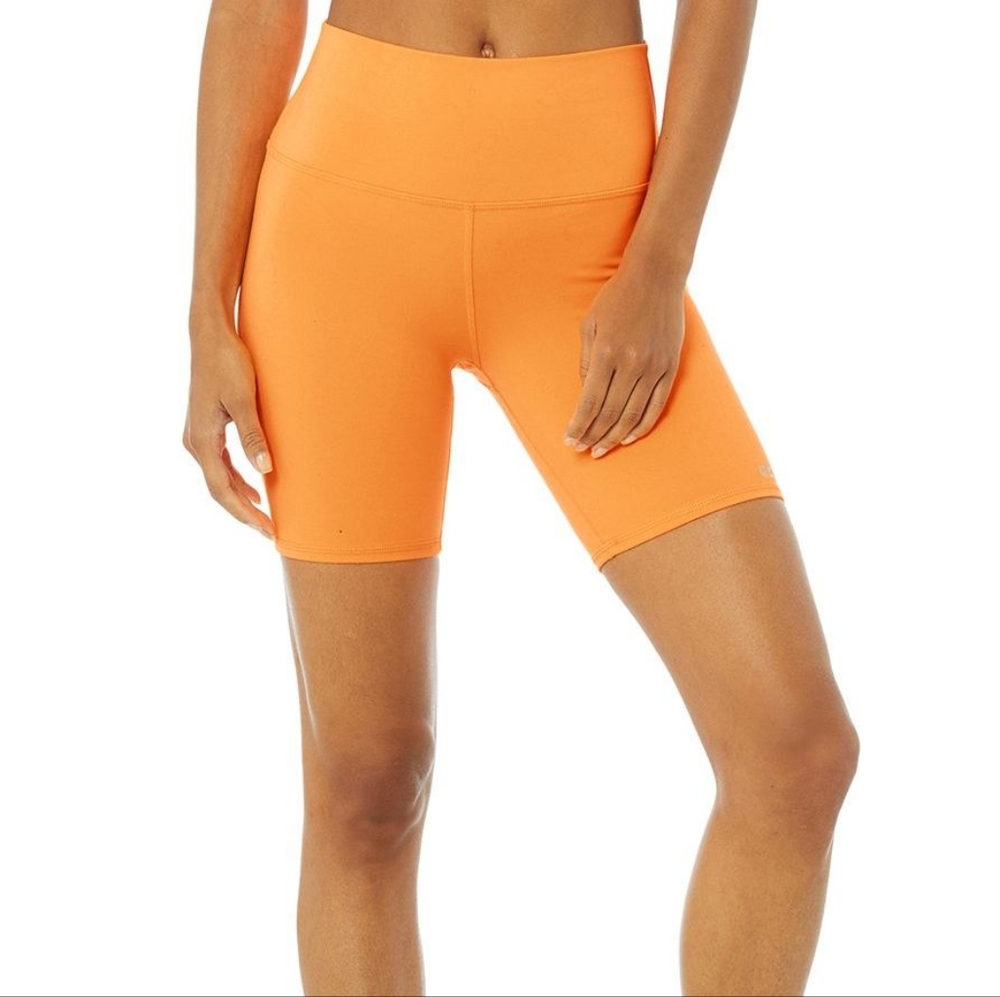 Worn 2x: Alo Yoga High-Waist Biker Short - Neon Apricot-Like New